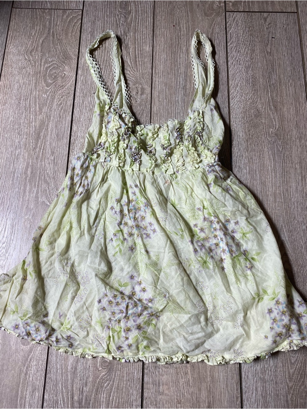 VTG Y2K Victoria's Secret Country Collection Floral Ruched Top Lace S Babydoll